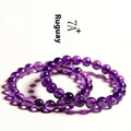 Natural amethyst Uruguay bracelet with scattered polished crystal beads in jiuya colour grades