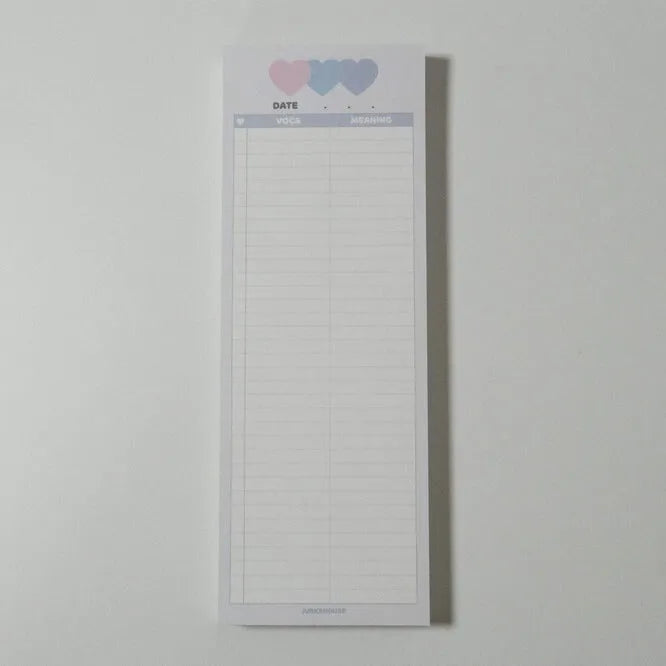 Blue B5 half-size vertical notepad with 30 pages for English words and double-sided notes.