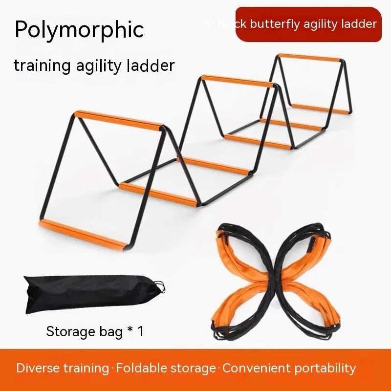 Butterfly ladder agility training set with jump grid for youth physical development