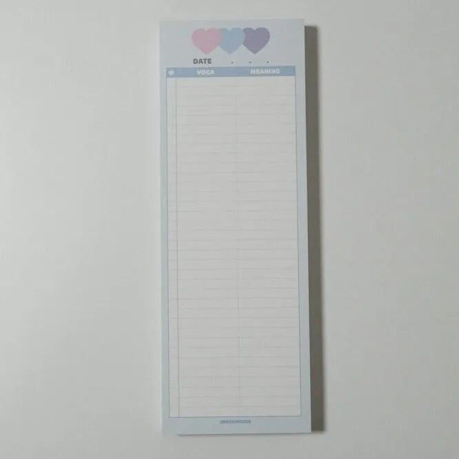 Blue B5 half-size vertical notepad with 30 pages for English words and double-sided notes.