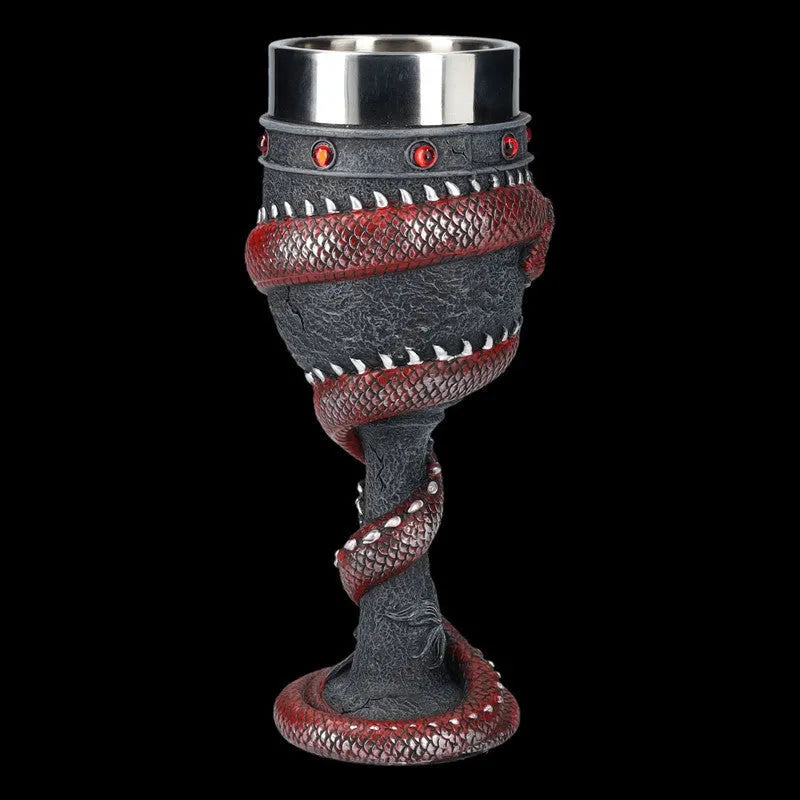 Red wine glass with Chinese dragon 3D engraving on stainless steel
