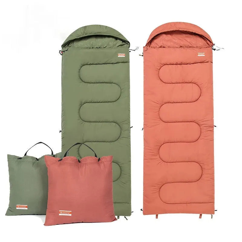 Ultra-light portable cotton sleeping bag quilt for outdoor camping in ochre and olive green colours