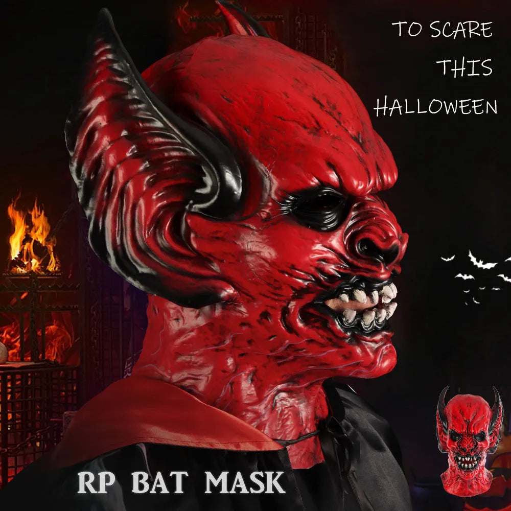 Red RP foam bat design horror mask head cover for Halloween and Christmas costume parties