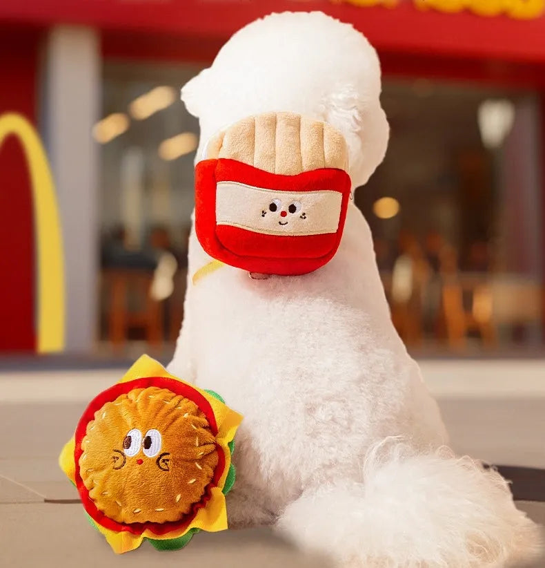 Cartoon hamburger chips design adjustable vest leash rope for dogs on a walk