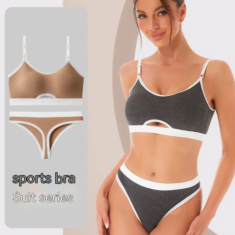 Women's cotton sports underwear vest with underwired tube top and contrast colour design