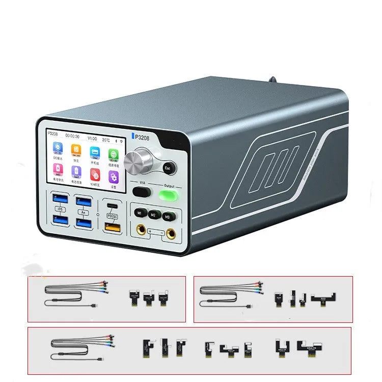 320W intelligent regulated power supply meter with 3-inch display on a workbench.
