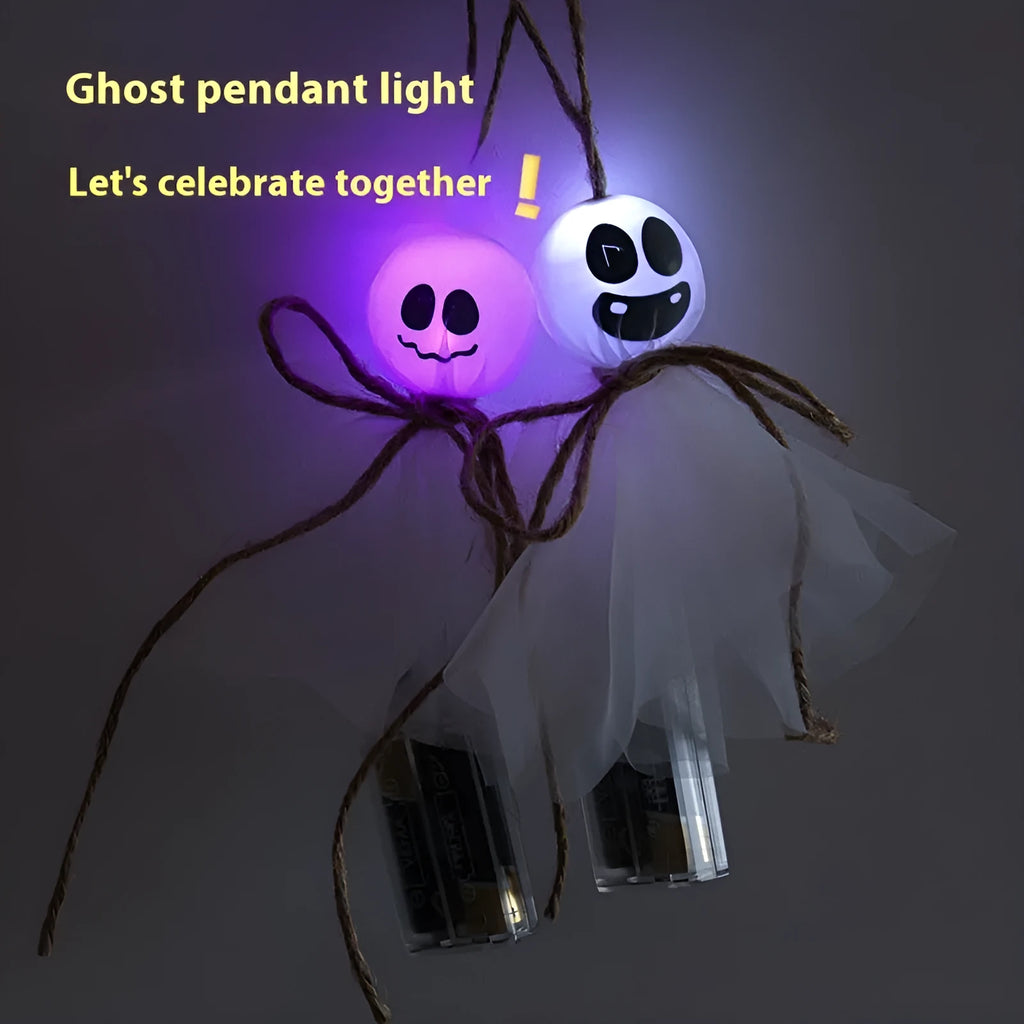 Halloween ghost LED lighting chain with battery box and colourful PVC shell for venue decoration