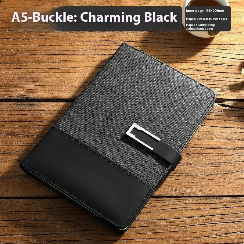 A5 notebook with soft PU leather cover and wood-free paper pages in multiple colour options