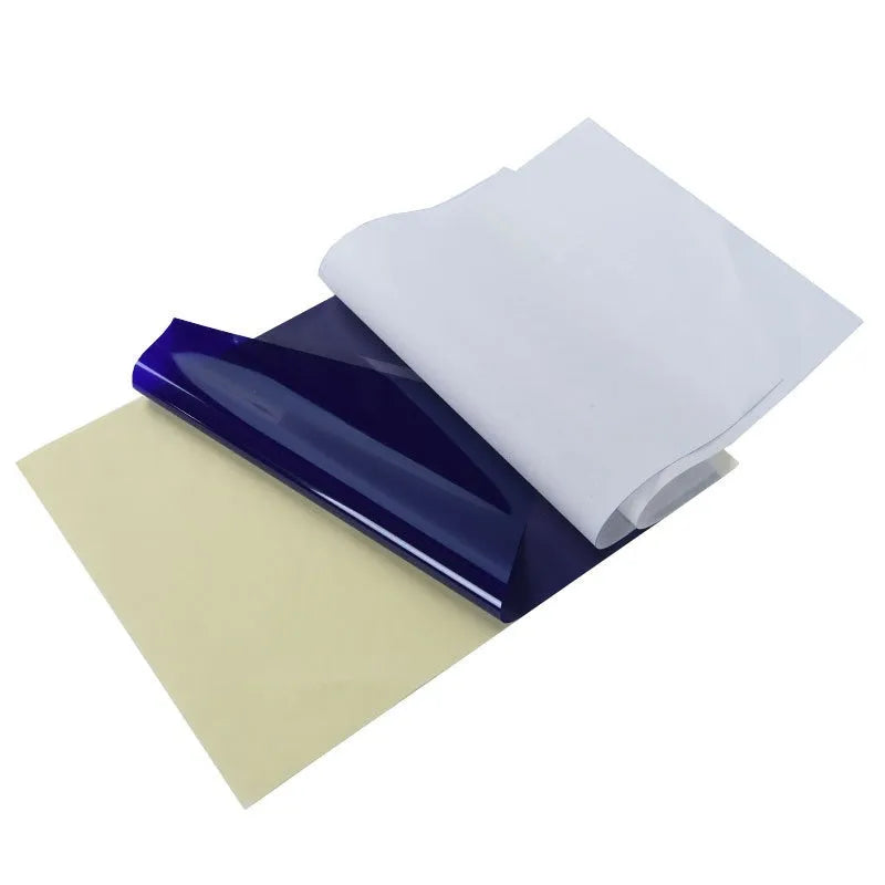 A4 quadruple tattoo transfer paper sheets with hand-drawn lines for stencil creation