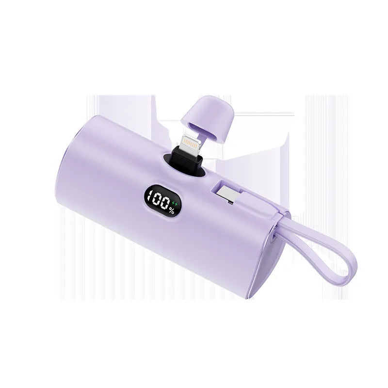 Capsule-shaped digital display wireless power bank with built-in plug in five colour options