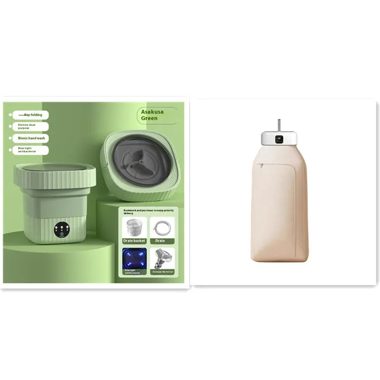 White cylindrical foldable clothes dryer with remote control showing compact 29cm height dimensions