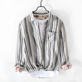 Men's casual striped linen shirt with long sleeves in loose fit for summer wear