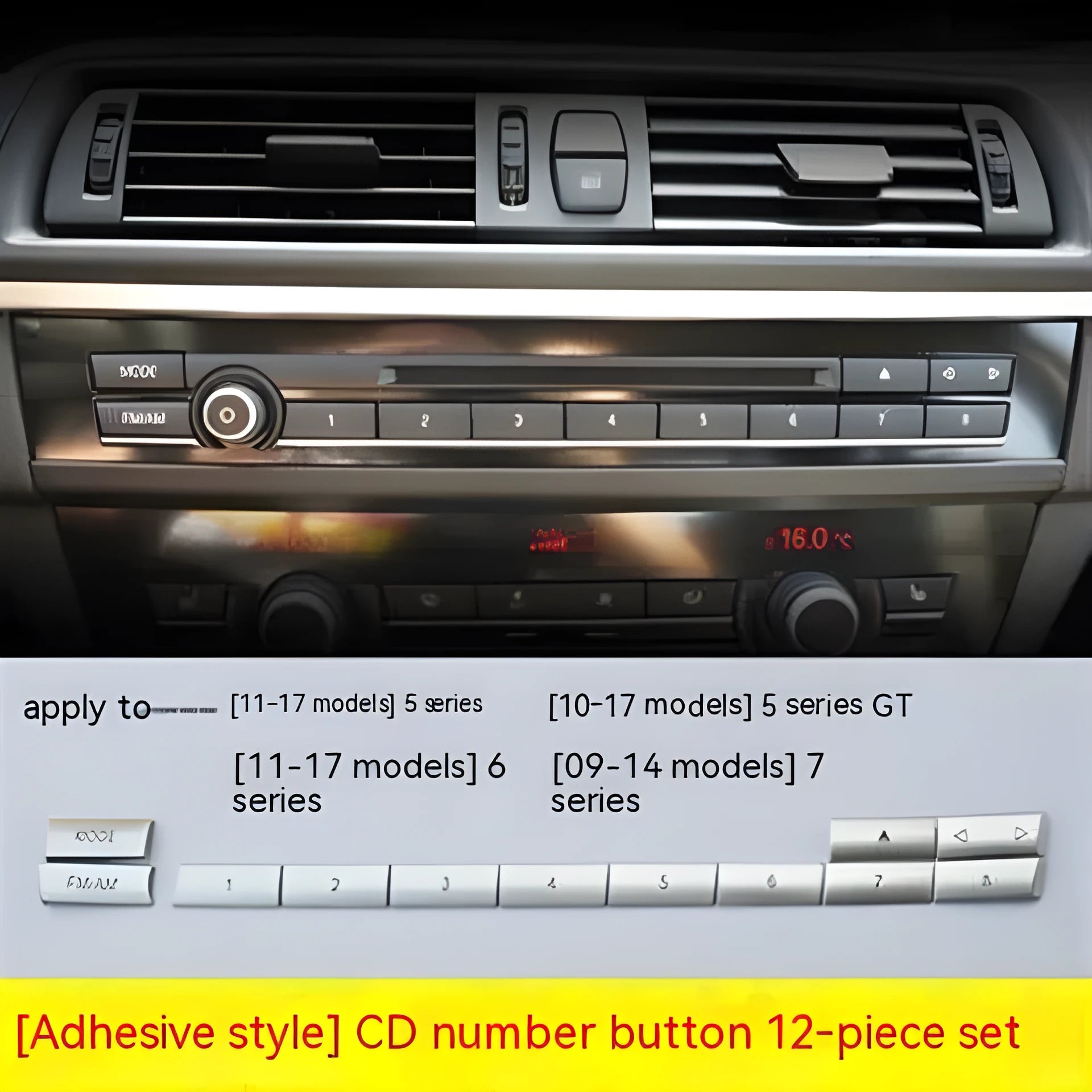 Silver automotive air conditioning dashboard button replacement sets for car interior controls