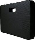 Solid blue EVA foam garden kneeler pad on soil for comfortable planting and weeding.