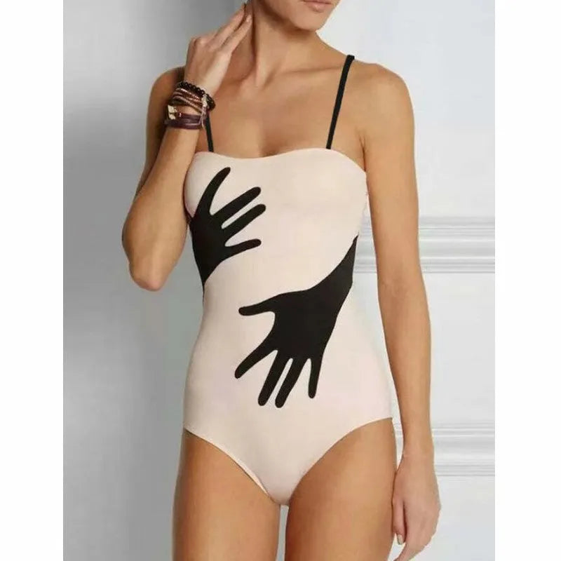 Women's one-piece bikini swimsuit with gauze skirt coverage in polyester fabric