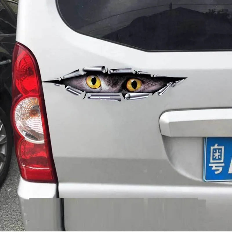 35cm long 3D tiger eye car door sticker on vehicle surface