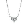 Silver women's heart necklace with simple refined design on copper chain