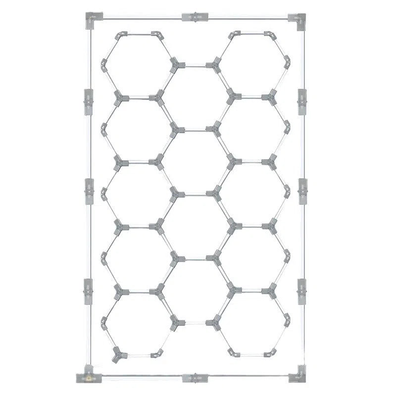Garage hex mechanic station honeycomb work light with PC housing, strip shape, and blue frame