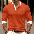 Men's long sleeve cotton T-shirt in solid colour with round neck design