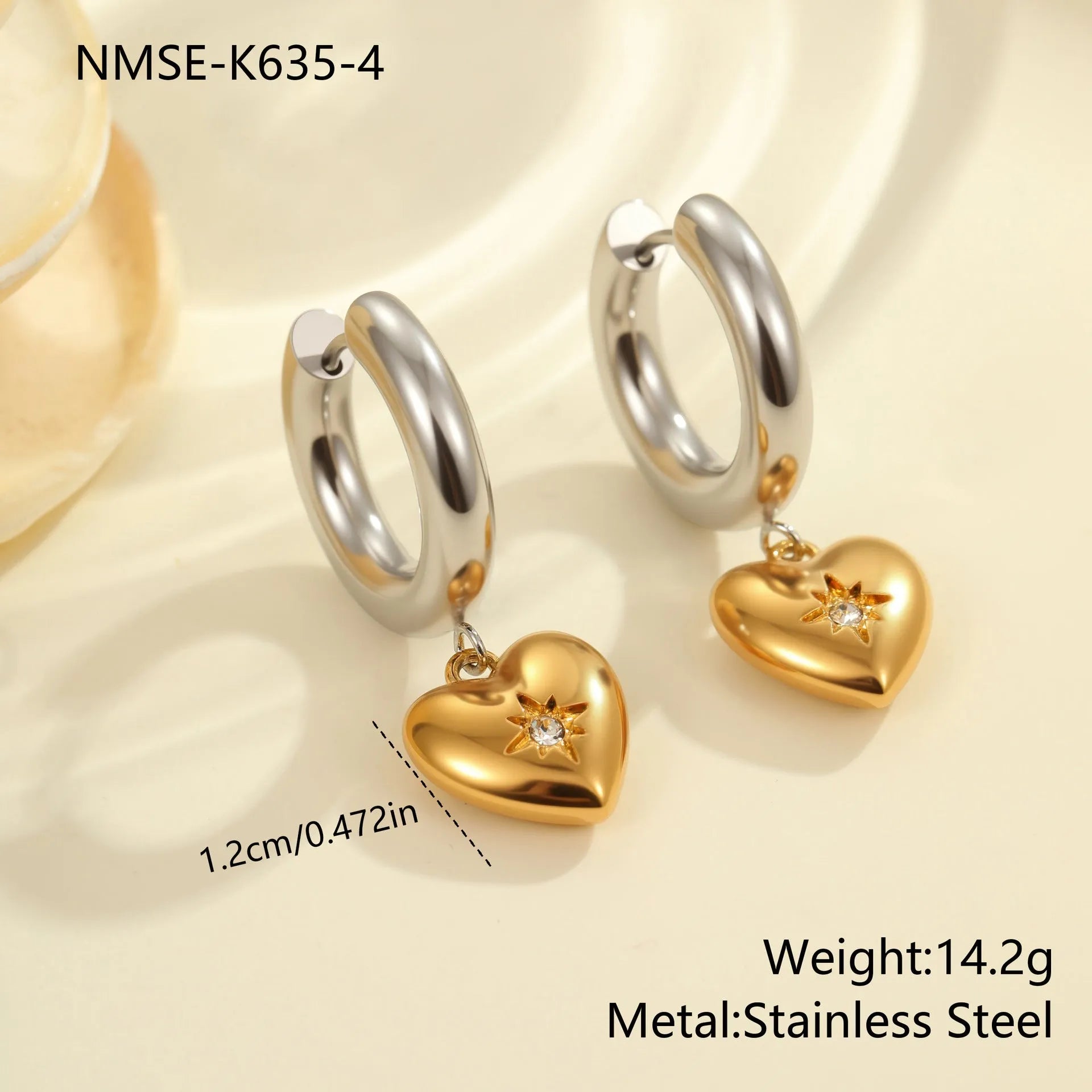 Women's Christmas tree heart earrings stainless steel electroplated 18K gold geometric designs