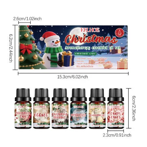 Christmas aromatherapy oil diffuser kit with six 60ml bottles for festive home fragrance