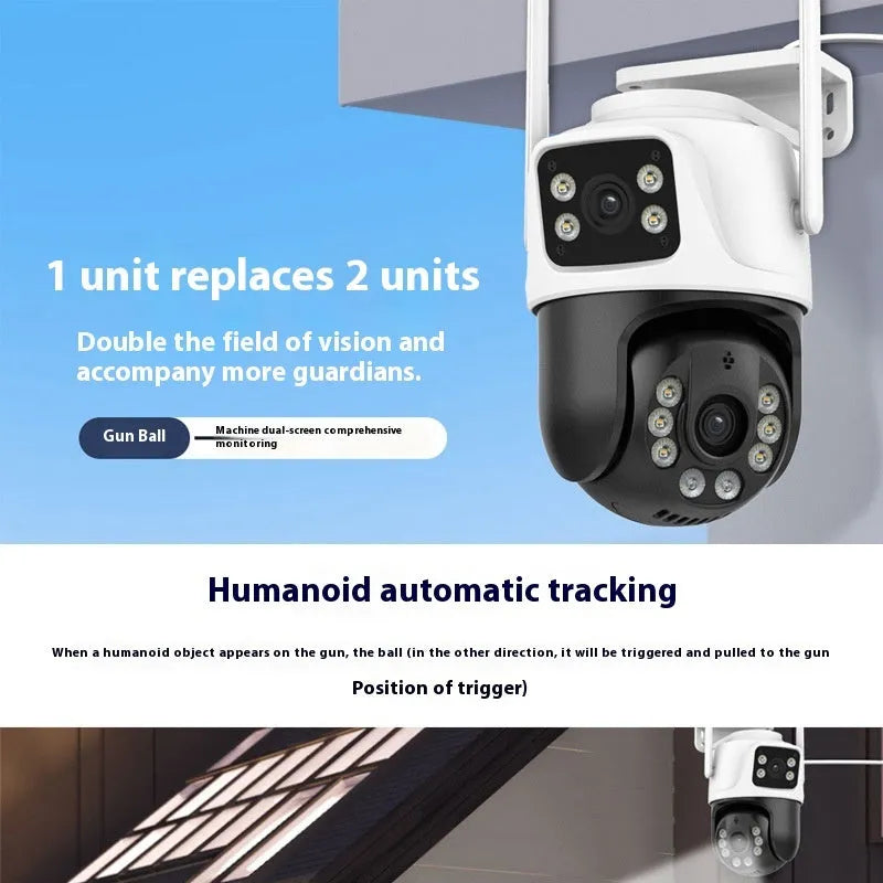 Wireless outdoor security camera with dual-screen remote monitoring capability and 3MP resolution