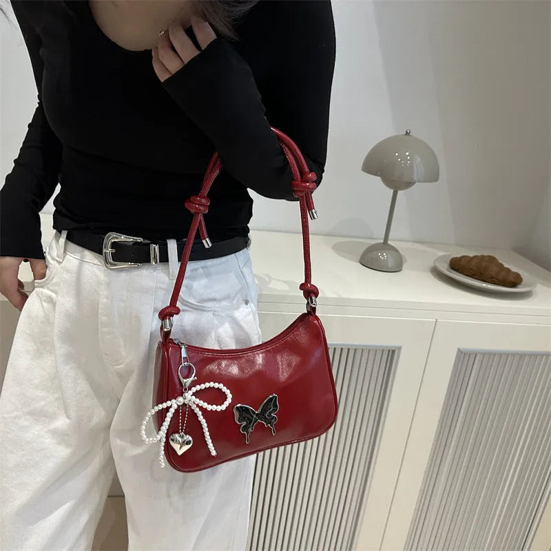 Urban simplicity PU shoulder messenger bag horizontal square shape sandwich pocket available in black white red silver