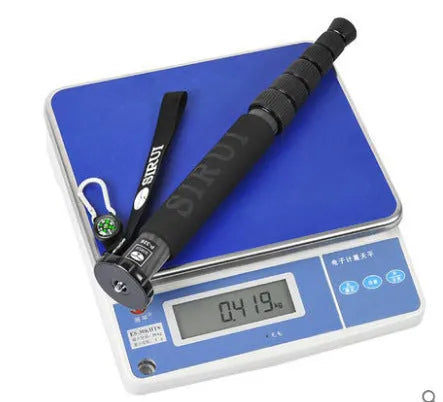Black carbon fibre SLR camera monopod extended to maximum height of 1540mm