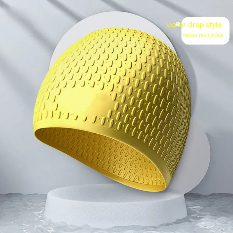 Solid colour silicone swimming cap for adults in one of nine available colours.