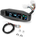 Black motorcycle mini speedometer with LCD display showing speed and oil gauge readings