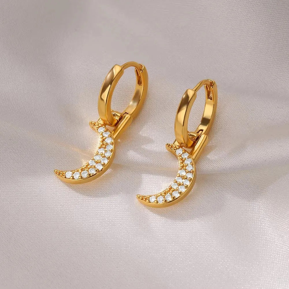 Women's irregular geometric butterfly copper earrings with heart and star shapes