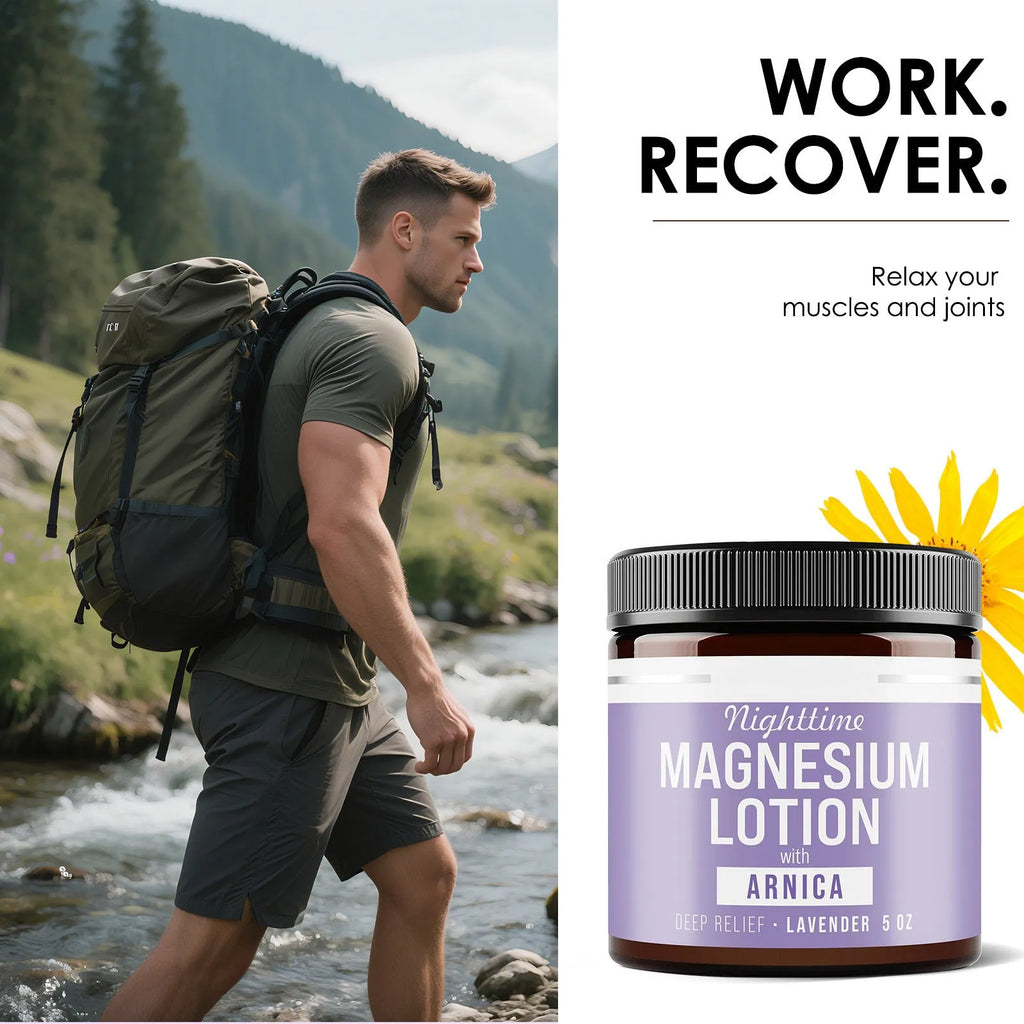 Magnesium body butter cream in 150ml container with shea butter and grape seed oil ingredients