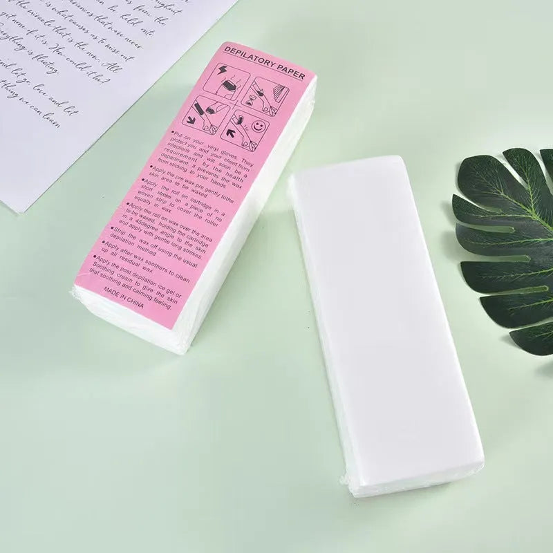 Non-woven fabric wax hair removal strips in disposable packaging for body and facial depilation