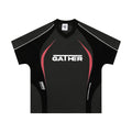 Men's loose fit black t-shirt with white letter print, short sleeves, casual pullover style