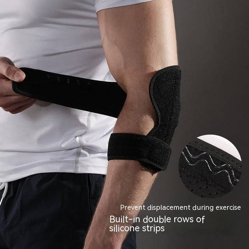 Black adjustable sports elbow guard for adult training in multiple sports