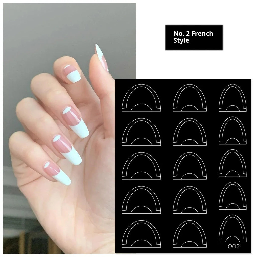 Nail art deep V French plaid sticker for gradient and spray effects, ultra-thin seamless template on a nail