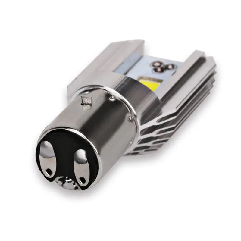 Motorcycle LED headlight unit with aluminium housing for BA20D and H4 fittings