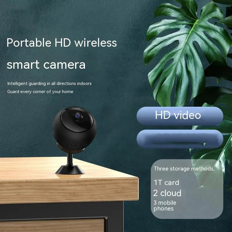 1080p wireless WiFi security camera with ABS plastic housing and 3.6 degree lens