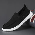 Men's colour matching leather shoes with round toe, flat heel, and elastic band closure