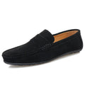 Men's suede leather loafers in solid colours with round toe and rubber sole