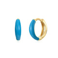 Geometric oval curved earrings with drip-oil epoxy colours on silver-plated copper posts