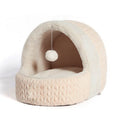 Four Seasons average size semi-enclosed cloth pet bed in pink and gray for cats and dogs