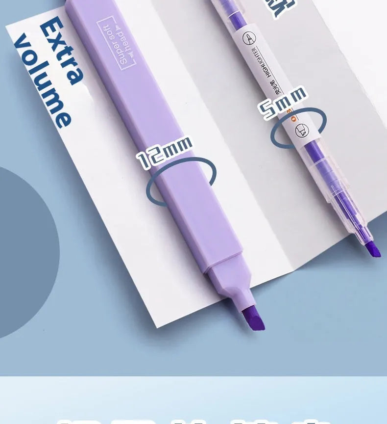 Set of double-ended fluorescent marker pens showing two coloured tips, in mixed and themed pack options.