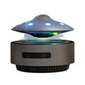 Black magnetic levitation Bluetooth speaker floating above base with automatic lifting mechanism