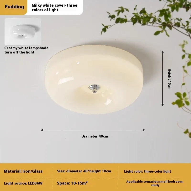 Cream style American contemporary bedroom ceiling lamp with three-colour adjustable lighting