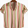 Men's short-sleeved digital print shirt in polyester fabric for summer wear