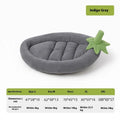 Universal pet bed with removable cloth cover showing five size options for dogs and cats