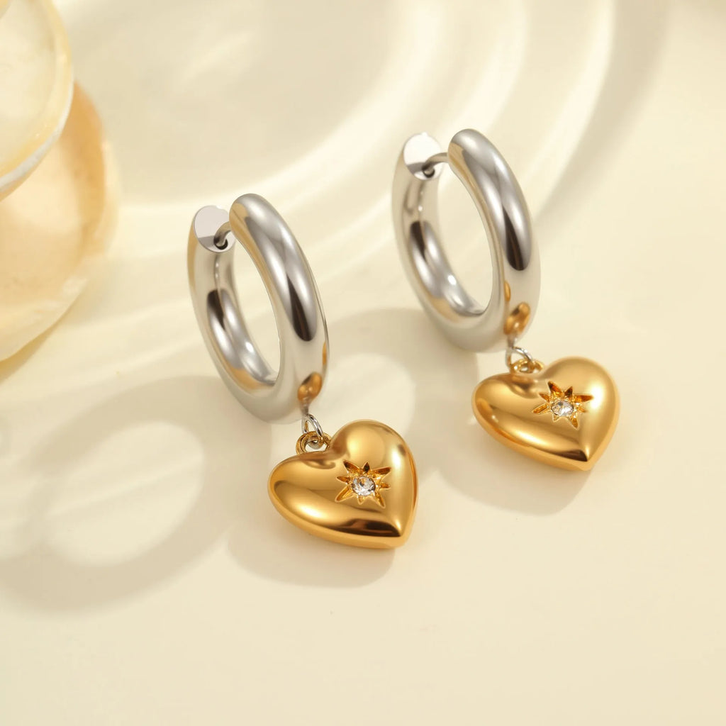 Women's Christmas tree heart earrings stainless steel electroplated 18K gold geometric designs