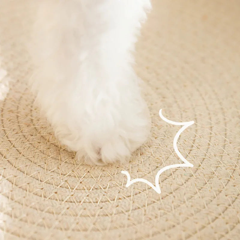Green oval cat scratch pad bowl made from sisal measuring 650x420x100mm