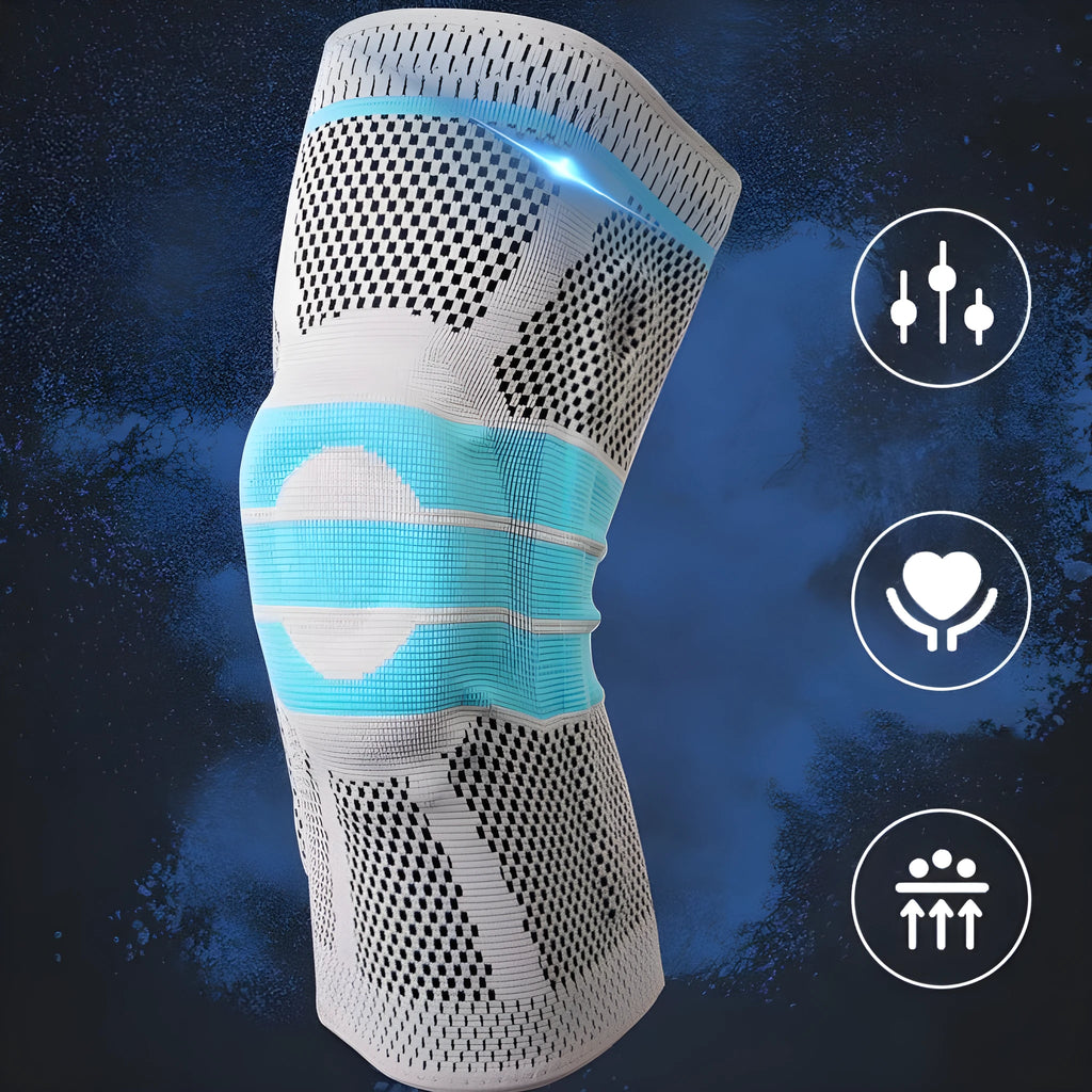 Sky blue silicone running basketball knee pads made from elastic fibre material